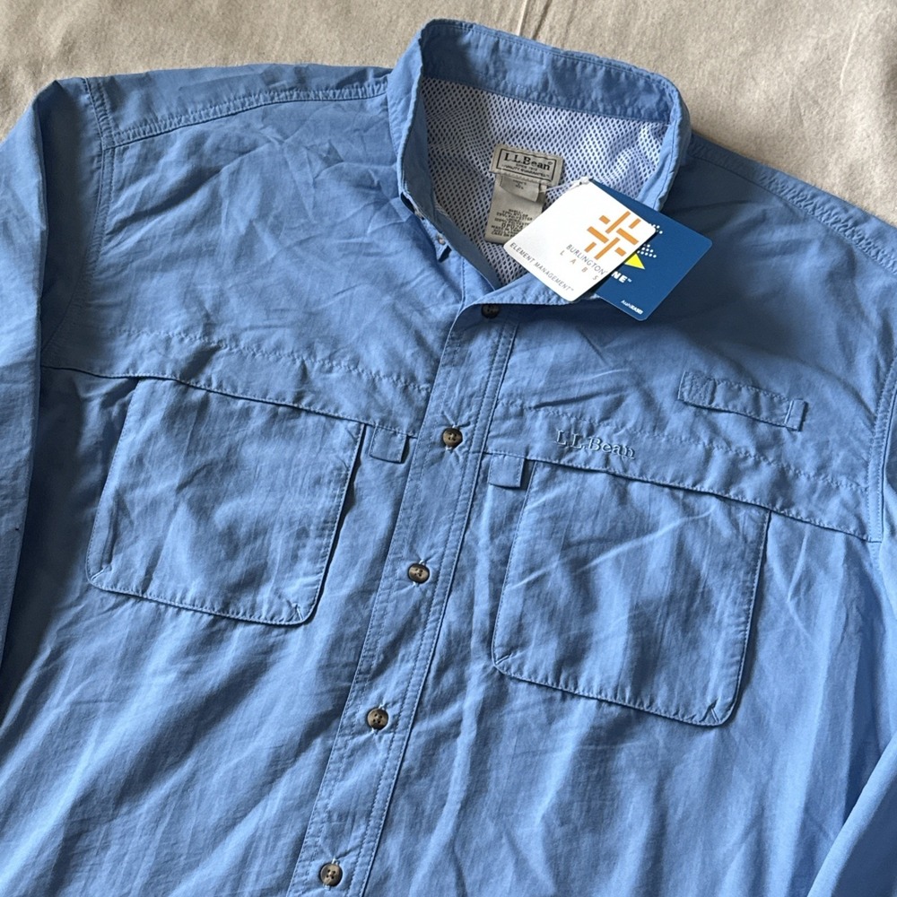 L.L. Bean "SUNSMART" Vented Fishing Shirt Sz L Blue NWT